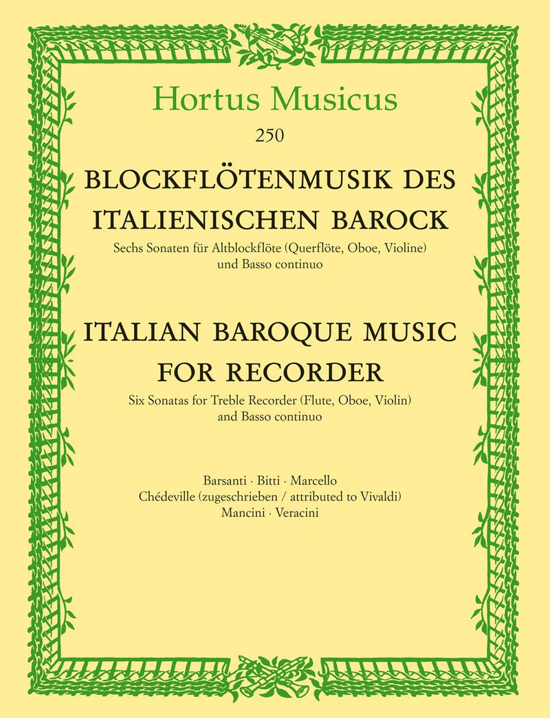 Recorder Music the Italian Baroque - Treble Recorder