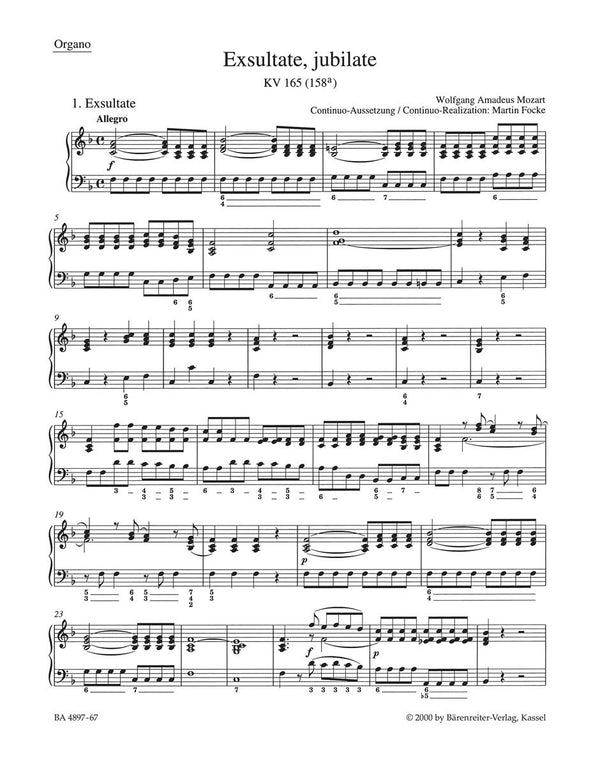 Mozart: Exultate Jubilate K165 for Organ