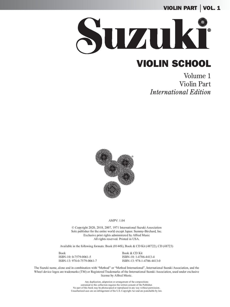 Suzuki Violin School Volume 1, Violin Part