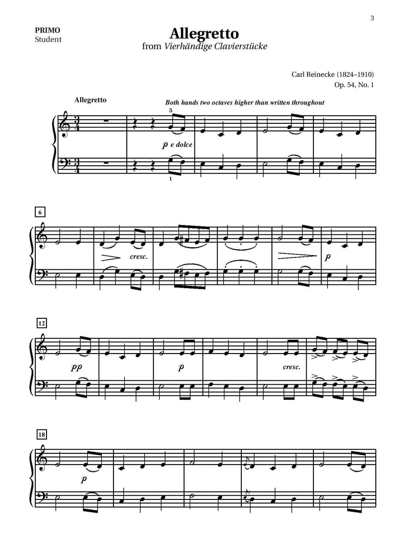 Easy Classical Piano Duets for Teacher and Student, Book 3