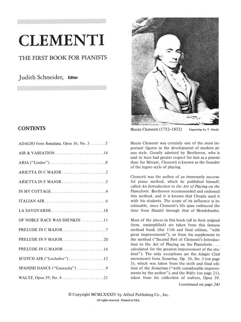 Clementi: First Book for Pianists