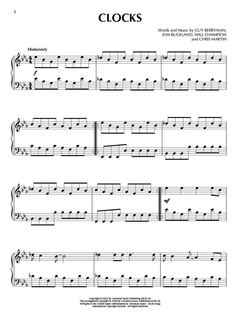 Coldplay for Piano Solo