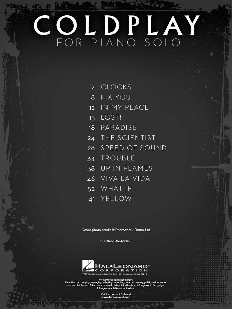 Coldplay for Piano Solo