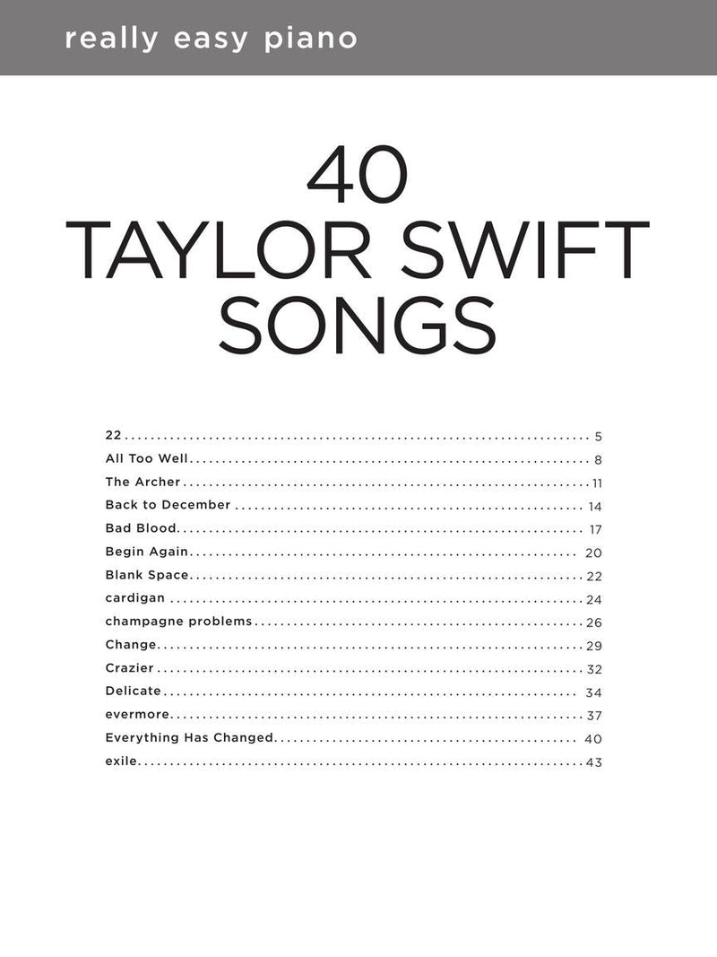 40 Taylor Swift Songs for Really Easy Piano