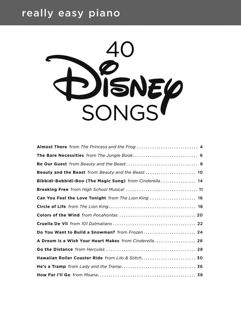 Really Easy Piano - 40 Disney Songs