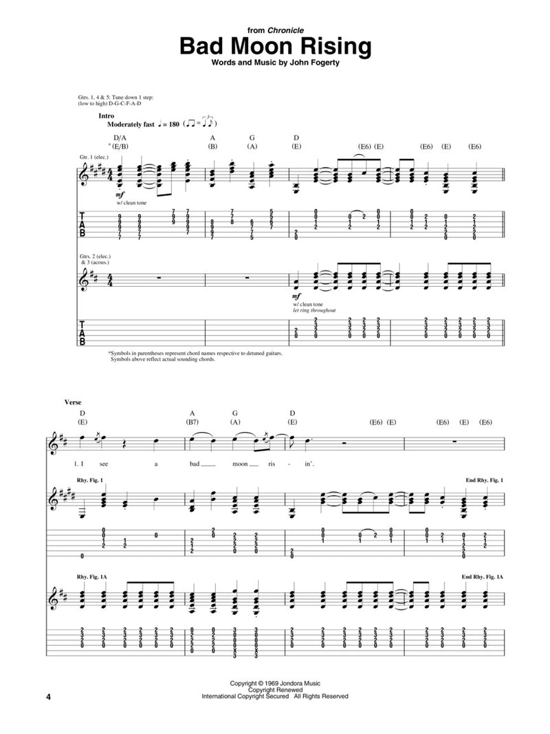 Best of Creedence Clearwater Revival, Guitar TAB