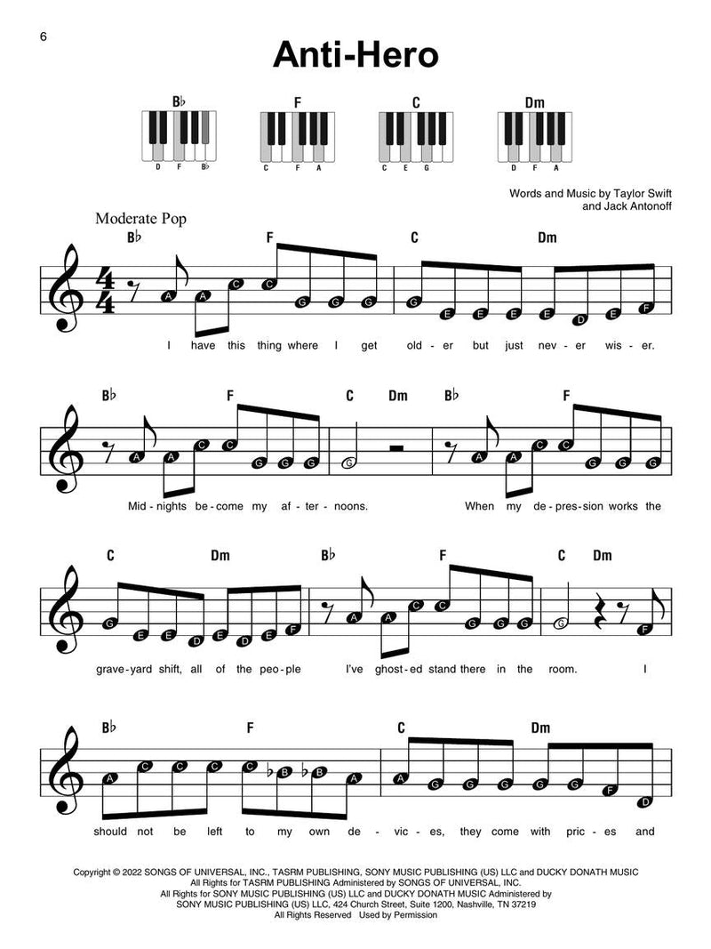 Taylor Swift - Super Easy Songbook for Piano, 2nd Edition