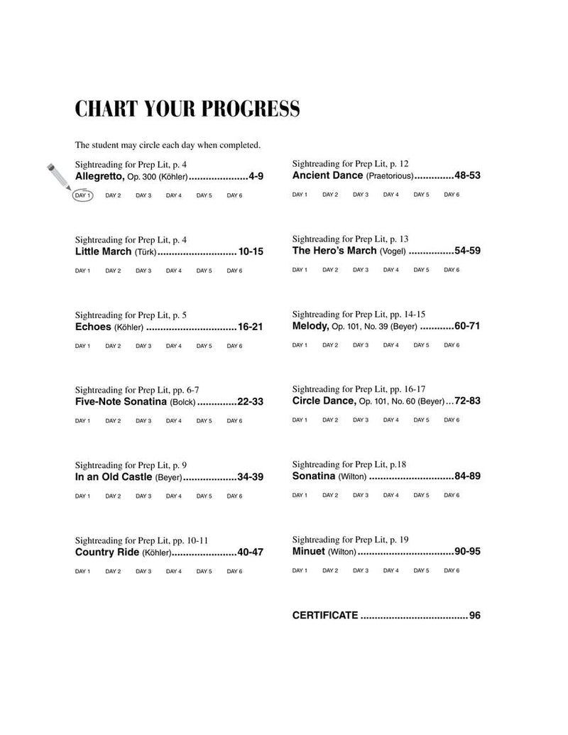 Developing Artist Preparatory Piano Sightreading