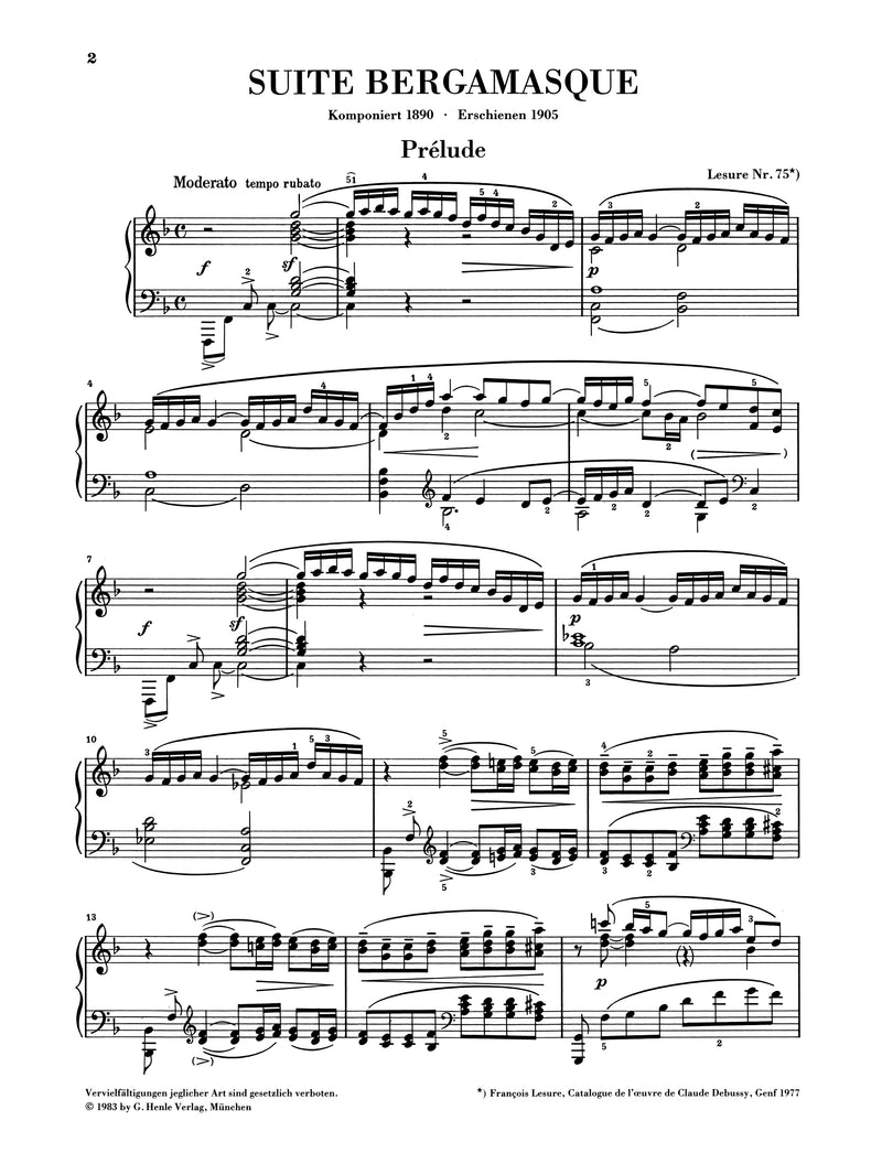 Debussy: Suite Bergamasque for Piano Solo