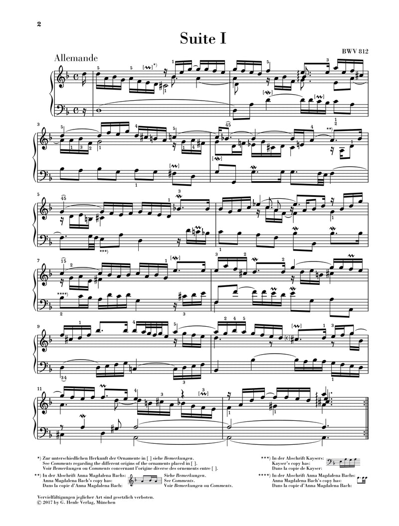 Bach: French Suites BWV 812-817 Piano Solo