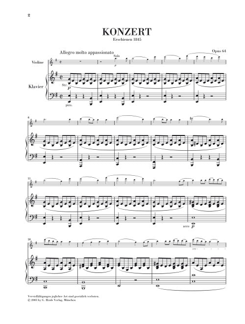 Mendelssohn: Violin Concerto in E Minor Op 64 Violin & Piano