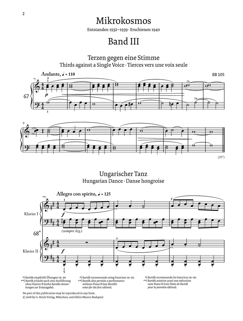 Bartok: Mikrokosmos Volumes III-IV Piano Solo