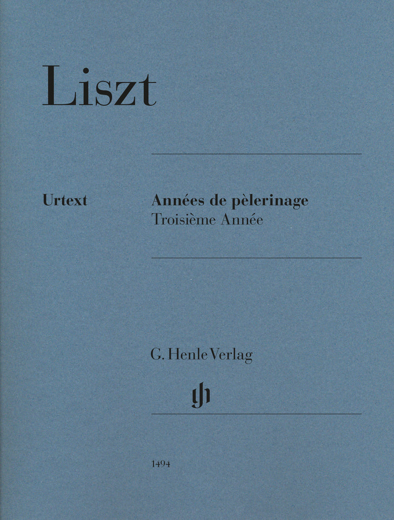 Liszt: Années de pèlerinage, Troisième Année Piano Solo