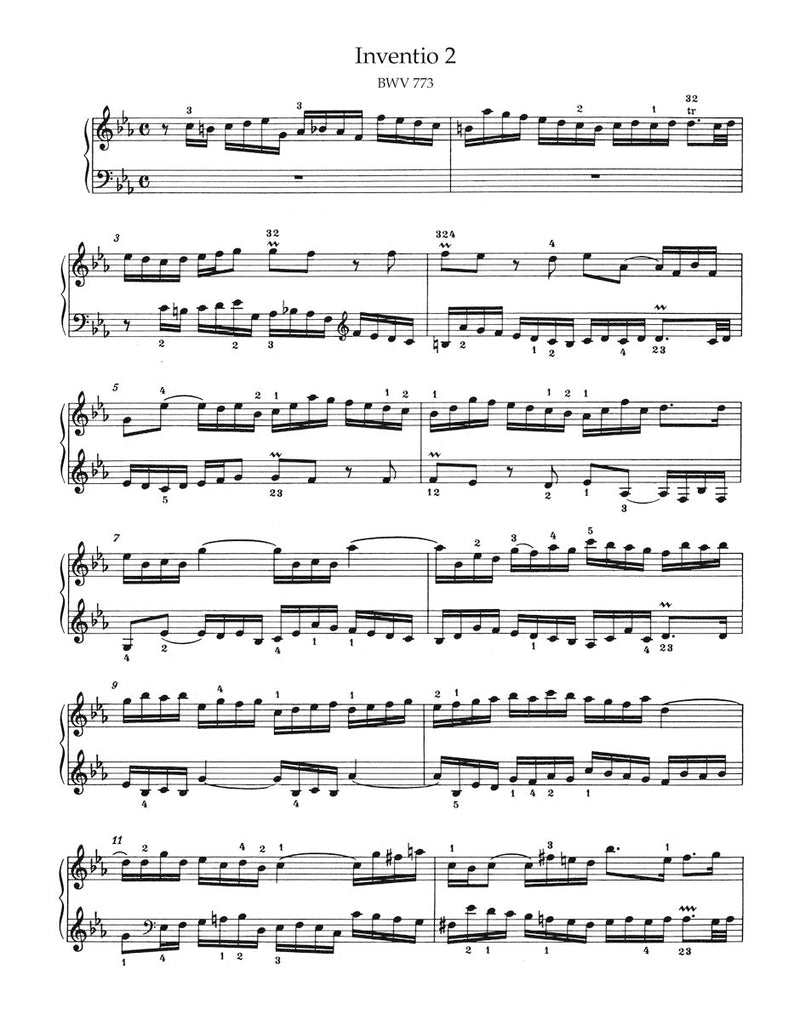 Bach: Inventions & Sinfonias BWV 772-801 for Piano Solo with Fingerings