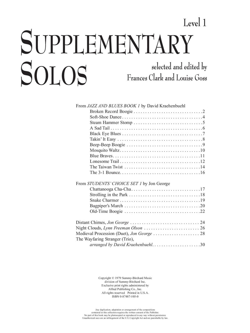 Supplementary Solos, Level 1