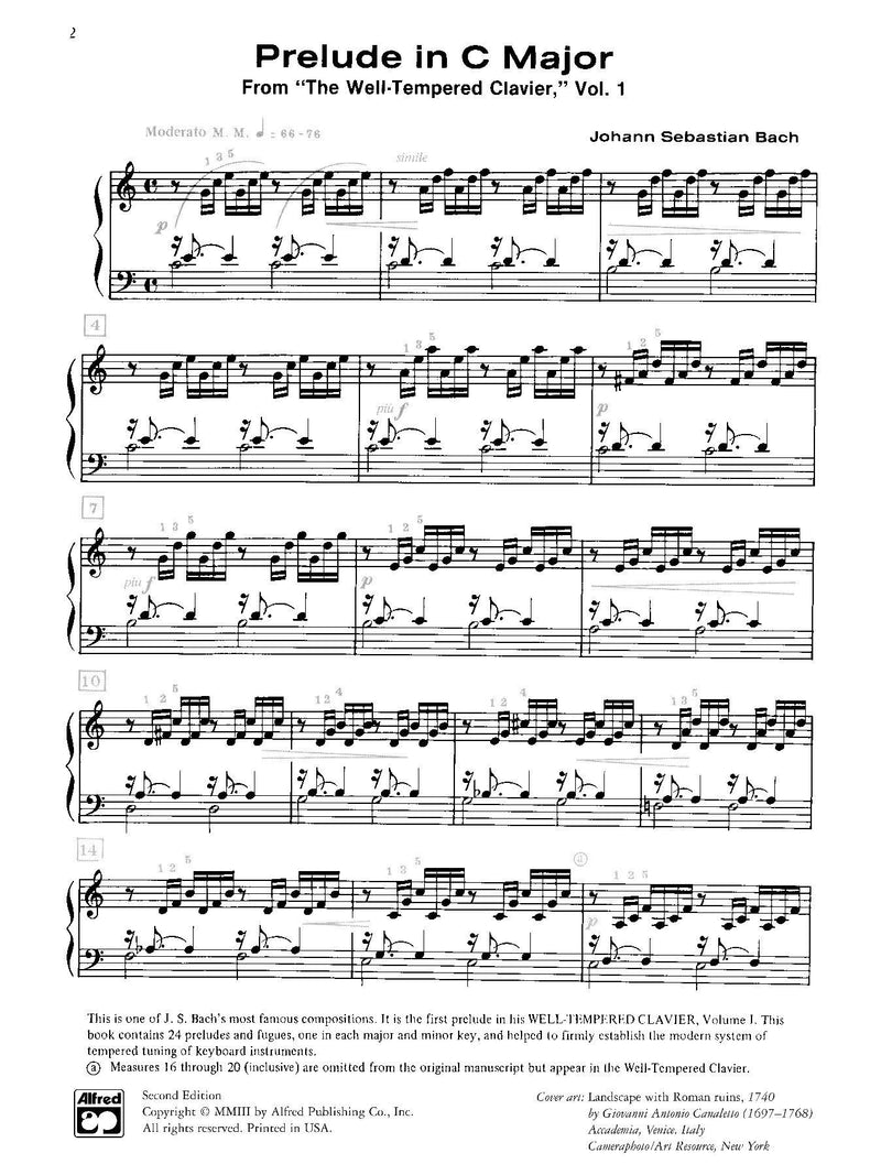 Bach: Prelude in C Major for Piano Solo