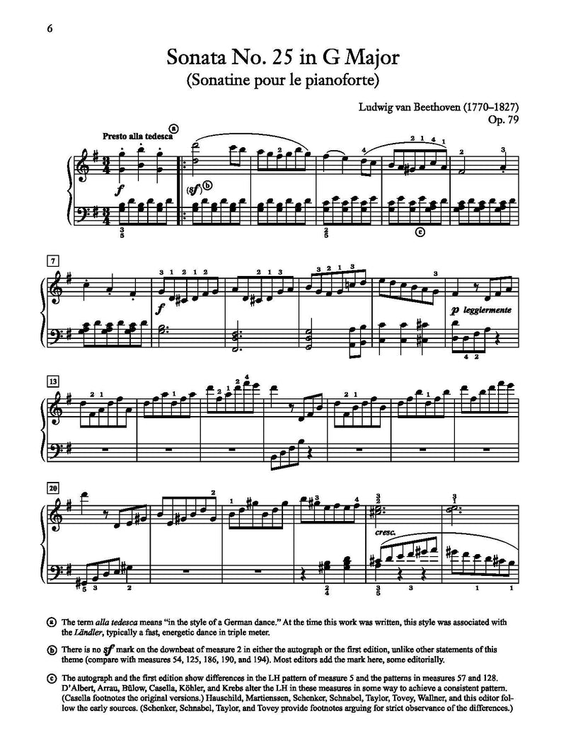 Beethoven: "Sonatine" Sonata No. 25 in G Major, Opus 79 for Piano Solo