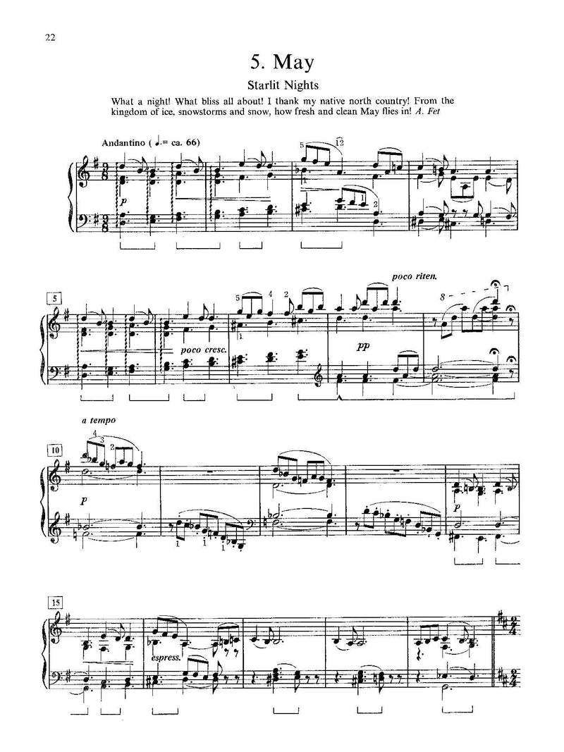 Tchaikovsky: The Seasons Opus 37b for Piano