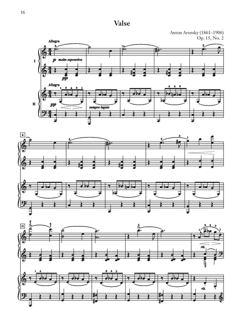 Arensky: Suite No. 1, Op. 15 for Two Pianos, Four Hands