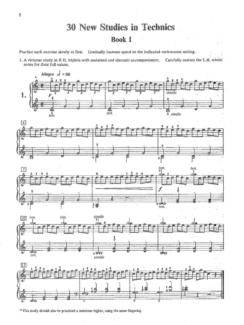 Czerny: 30 New Studies in Technique, Opus 849