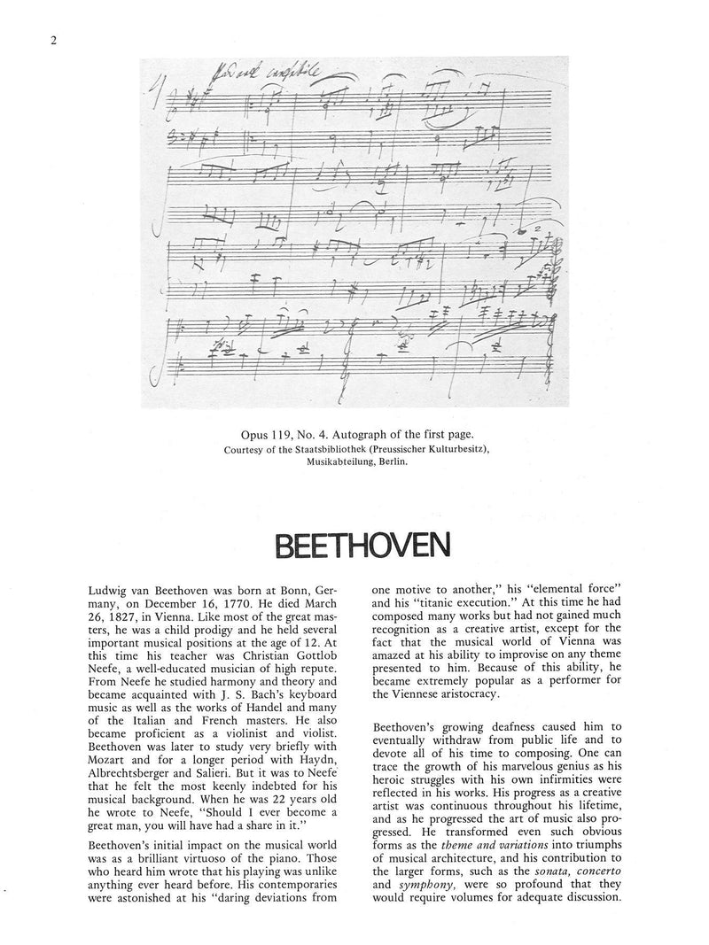 Beethoven: Eleven Bagatelles, Opus 119 for the Piano