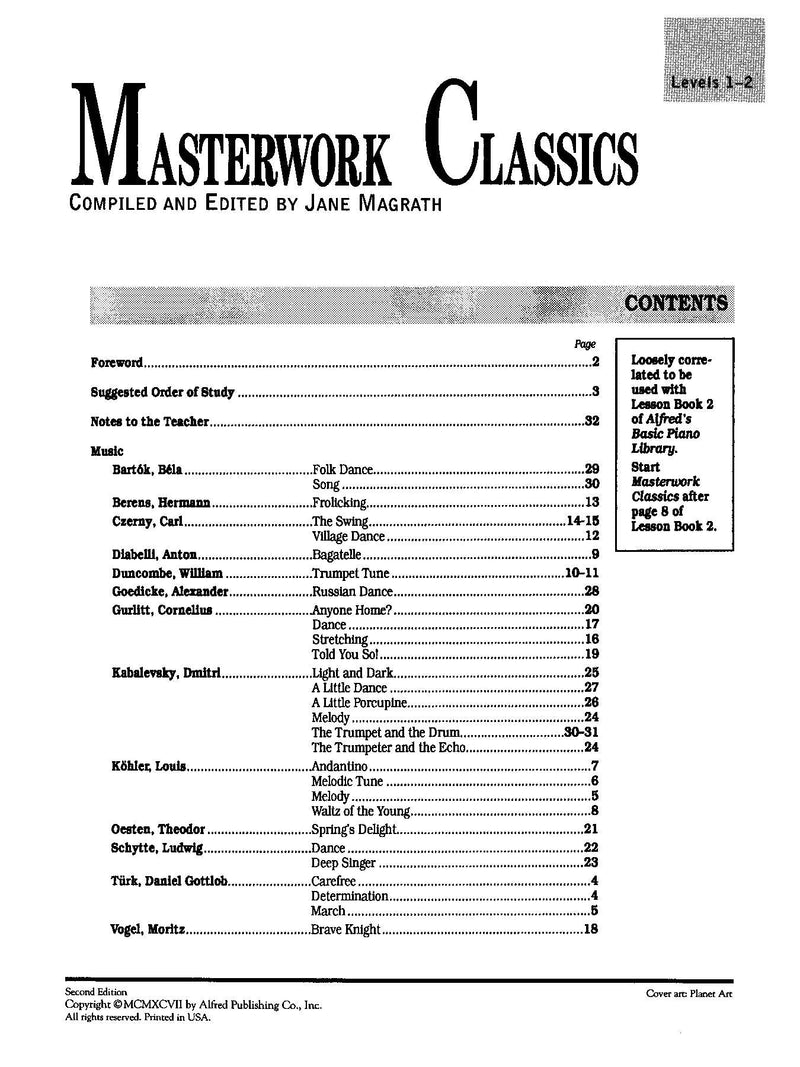 Masterwork Classics, Level 1 & 2 for Piano