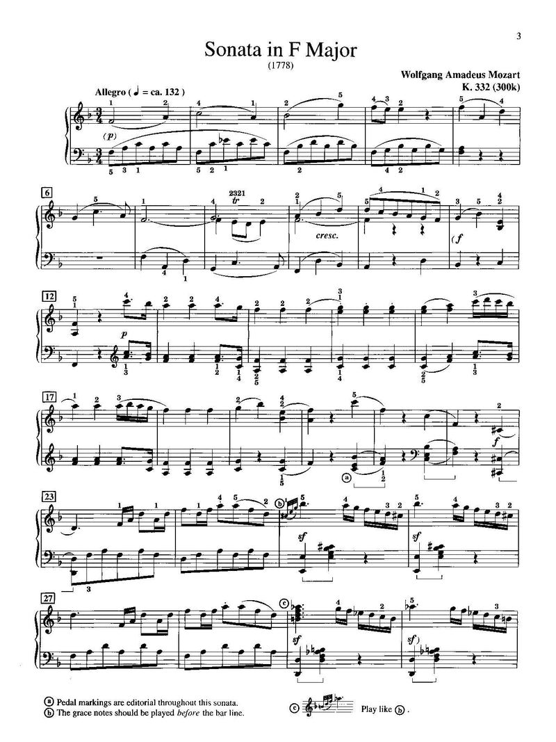 Mozart: Sonata in F Major, K. 332