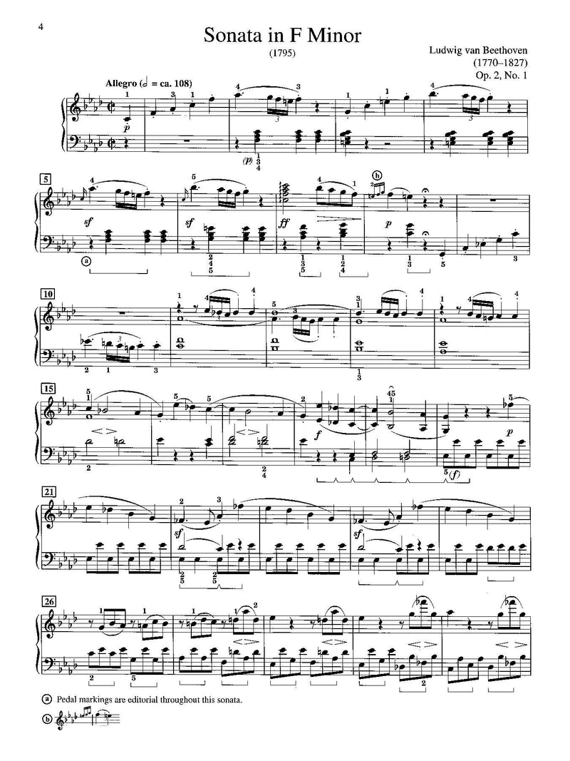 Beethoven: Sonata in F Minor, Opus 2, No. 1 for Piano Solo