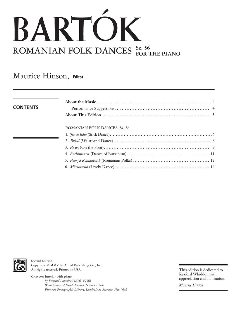Bartók: Romanian Folk Dances, Sz. 56 for the Piano