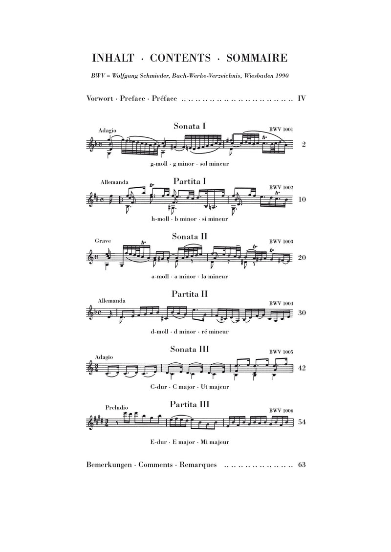 Bach: Sonatas & Partitas BWV 1001-1006 Study Score