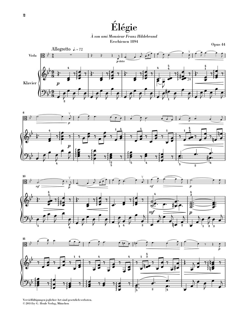 Glazunov: Elegie op. 44 for Viola & Piano