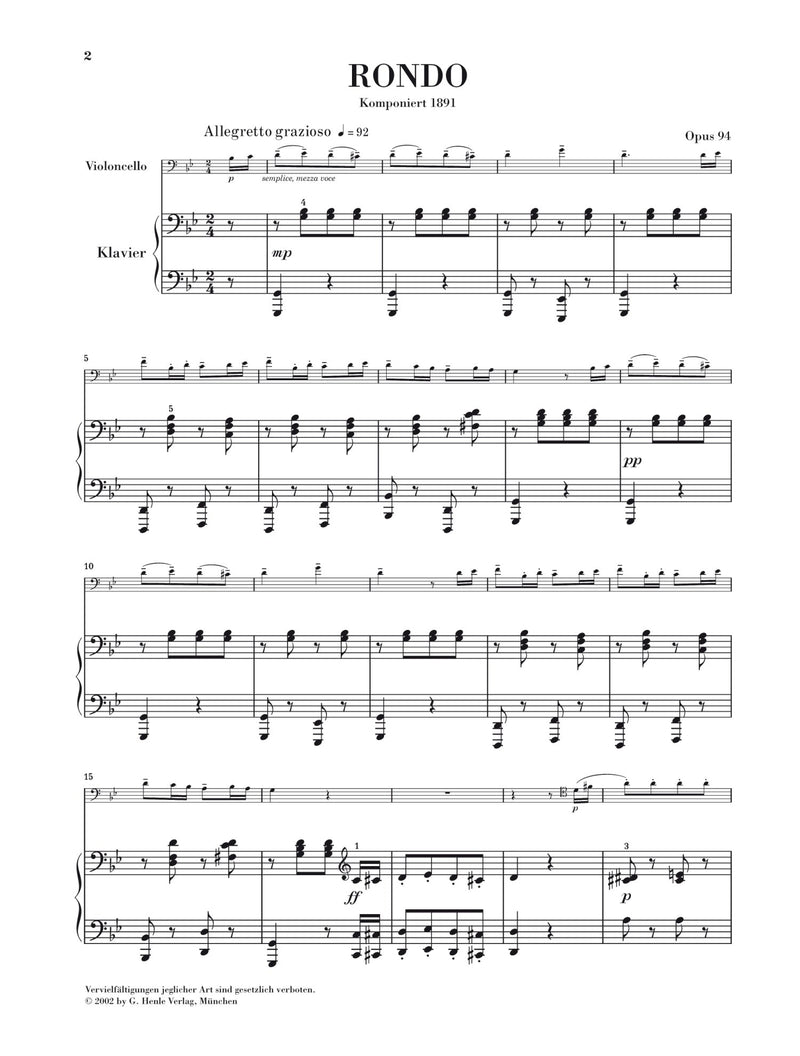 Dvorak: Rondo for Cello & Piano in G Minor Op 94