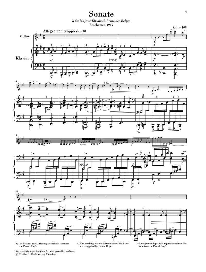 Faure: Violin Sonata No 2 Op 108 for Violin & Piano