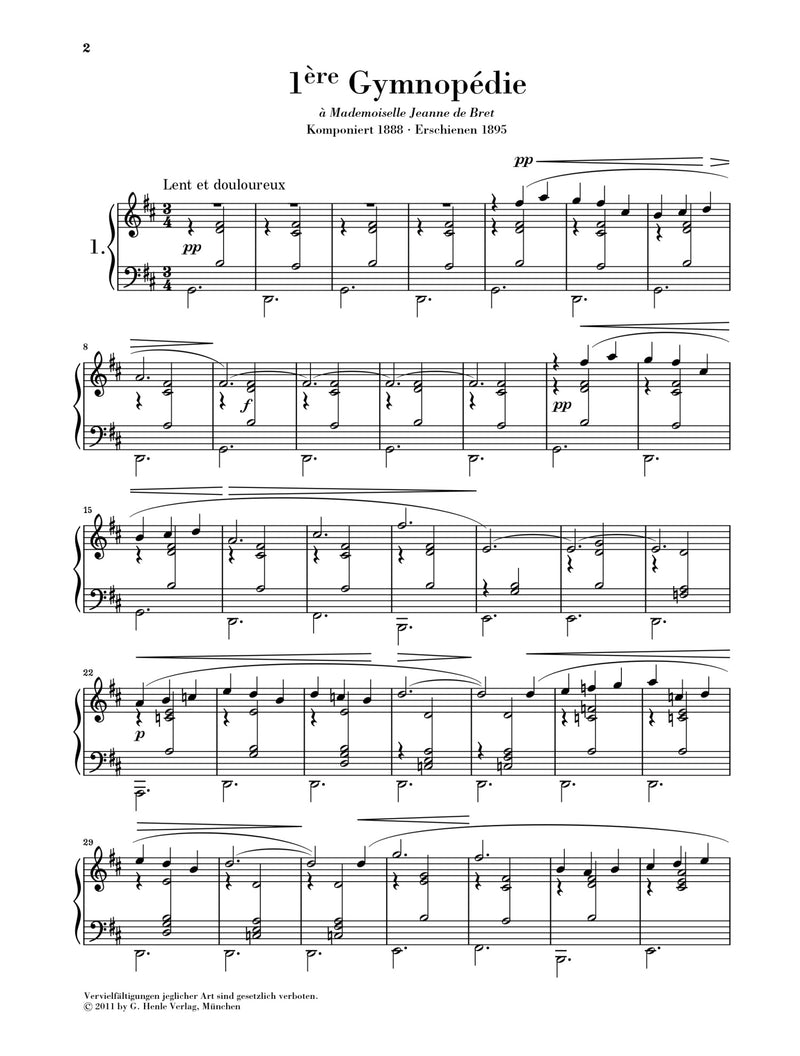 Satie: Gymnopedies Piano Solo
