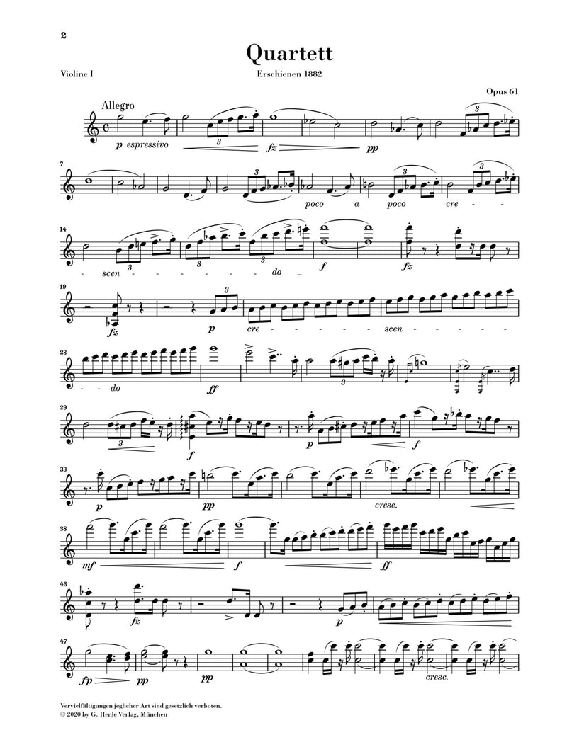 Dvorak: String Quartet in C Major, Op. 61