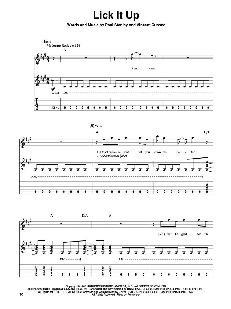 Kiss Classics Guitar Play-Along