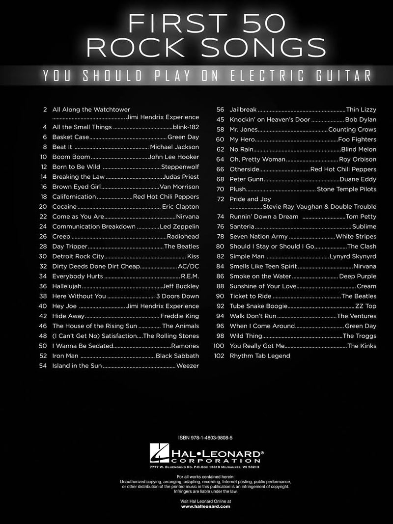 First 50 Rock Songs You Should Play on Electric Guitar