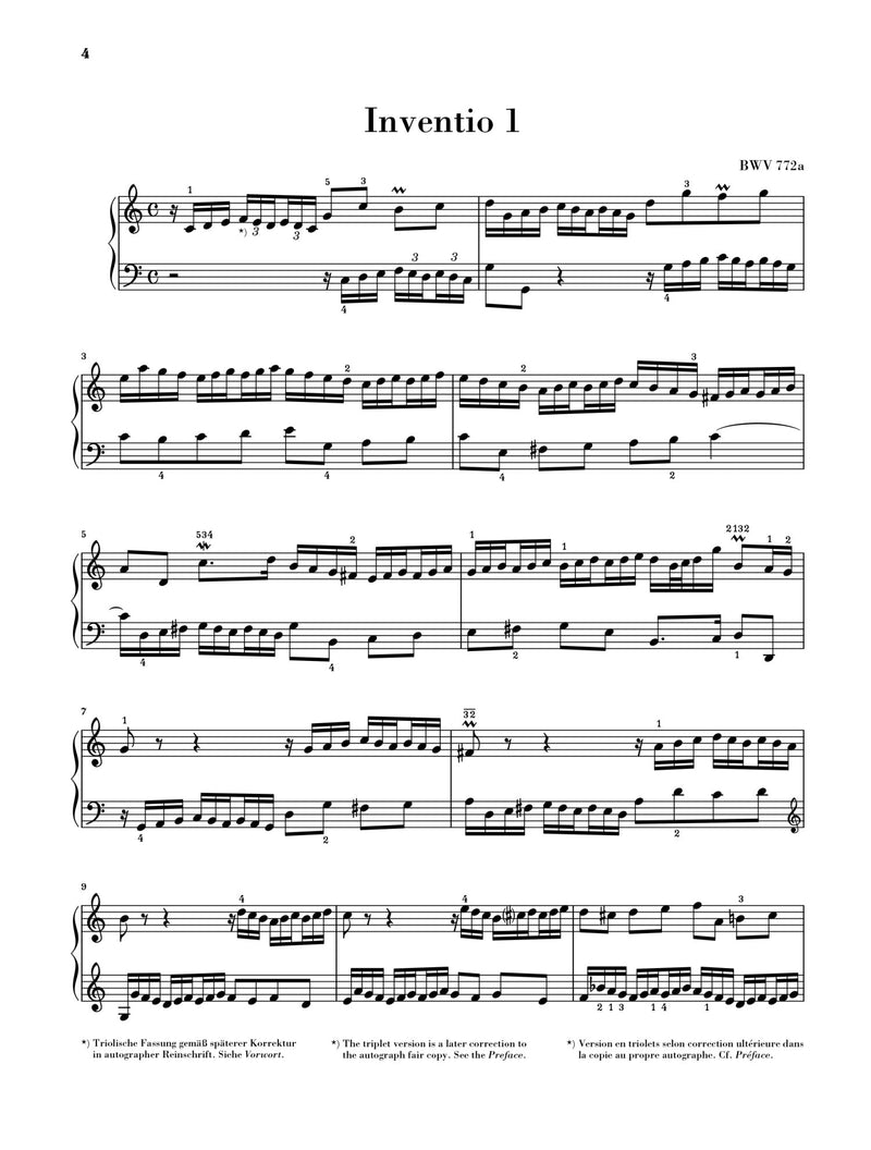 Bach: Two Part Inventions BWV 772-786 Piano Solo