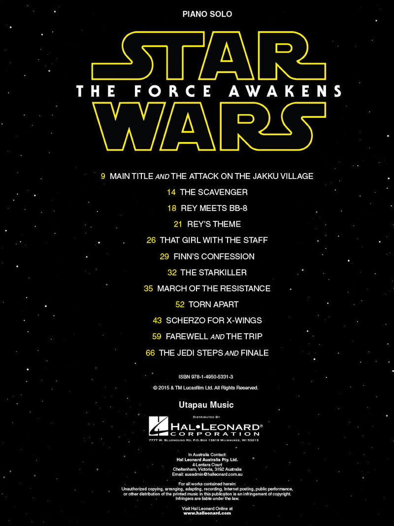 Star Wars: The Force Awakens for Solo Piano