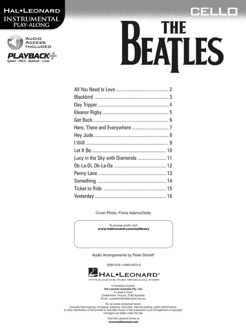The Beatles - Instrumental Play-Along for Cello