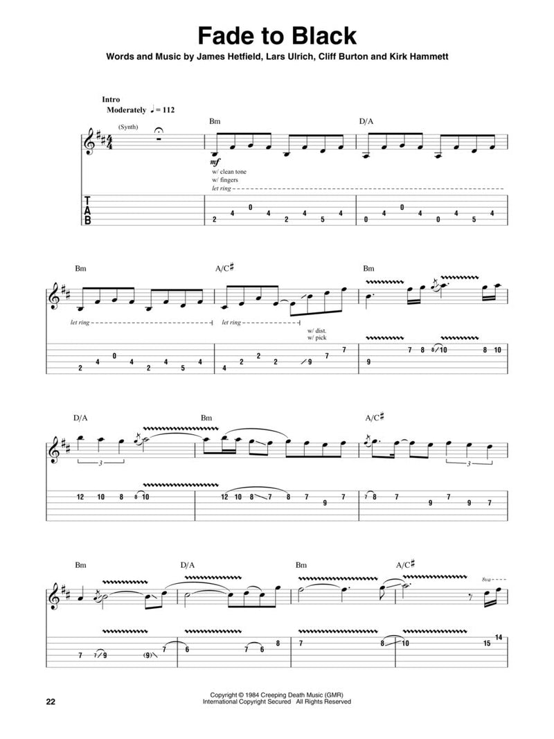 Metallica: 1983-1988 Guitar Play-Along