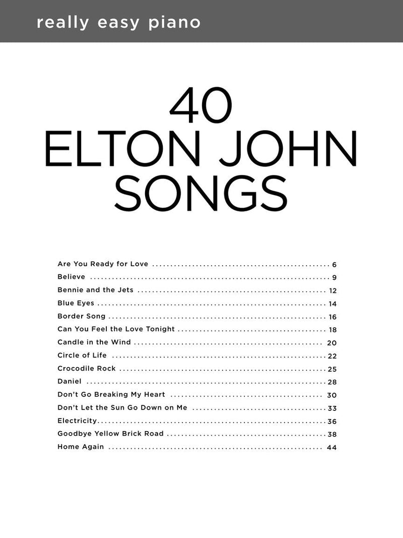 Really Easy Piano - 40 Elton John Songs