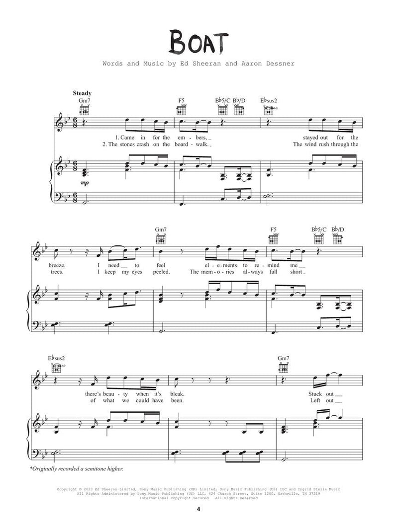 Ed Sheeran - Subtract - Piano · Vocal · Guitar