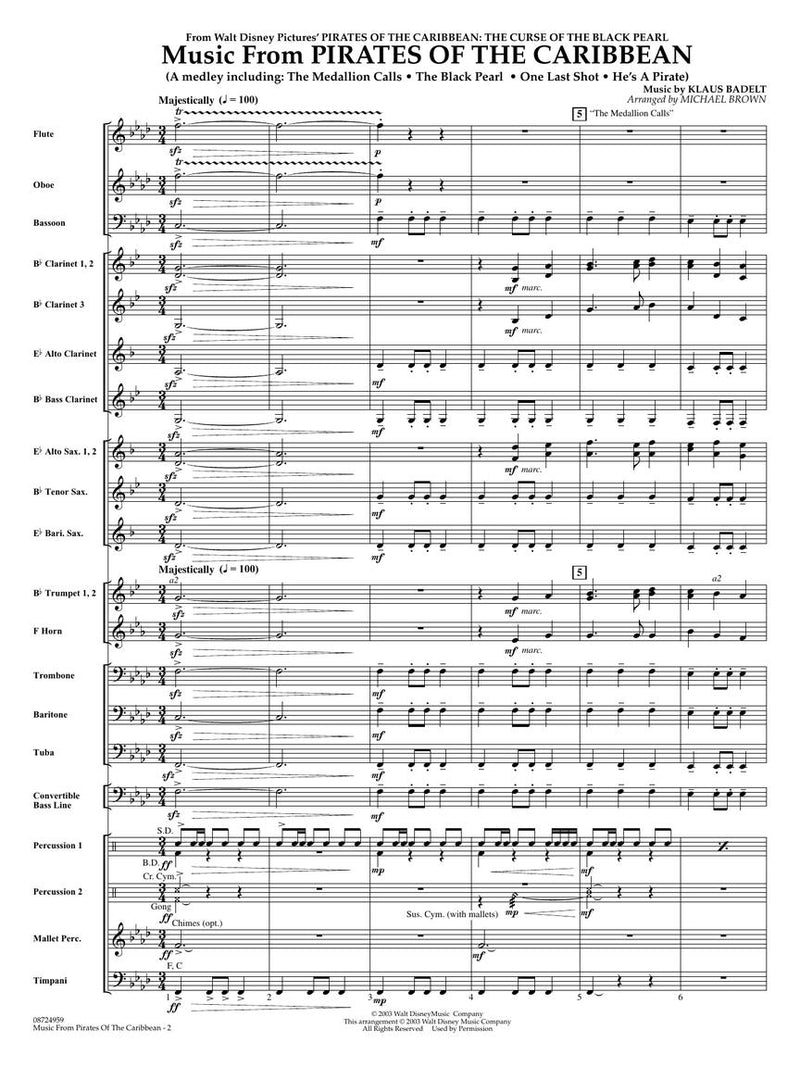 Music from Pirates of the Caribbean - arr. Michael Brown (Grade 2)