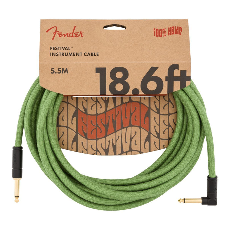Fender Angled Festival Instrument Cable, Pure Hemp