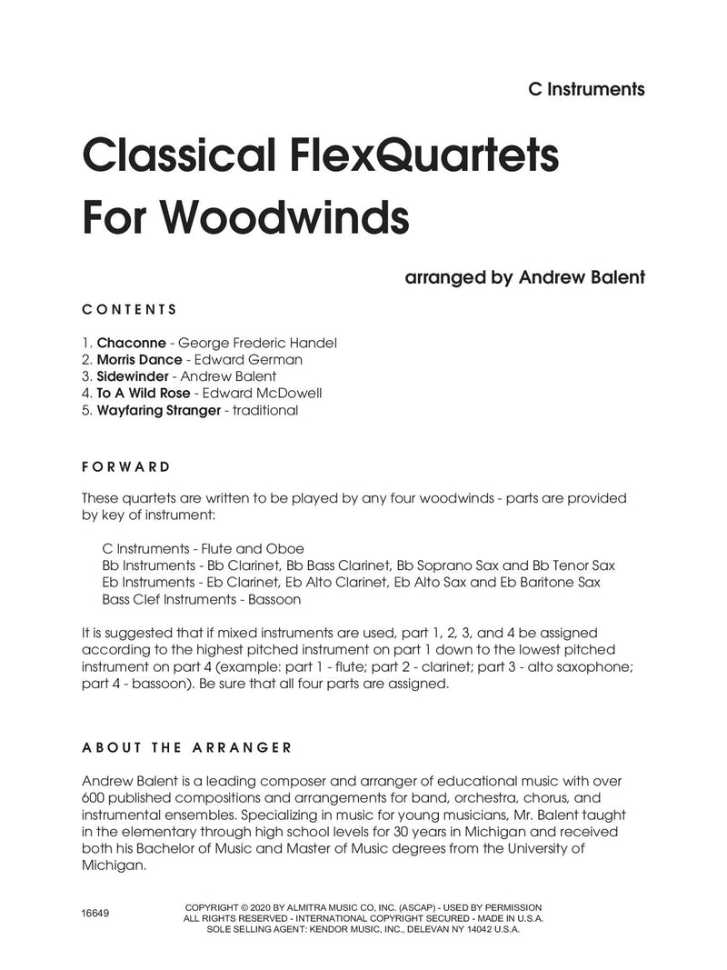 Classical FlexQuartets for Woodwinds