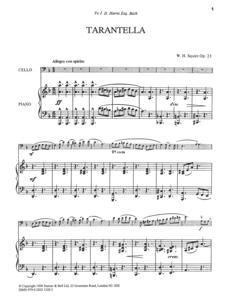 Squire: Tarantella for Cello & Piano