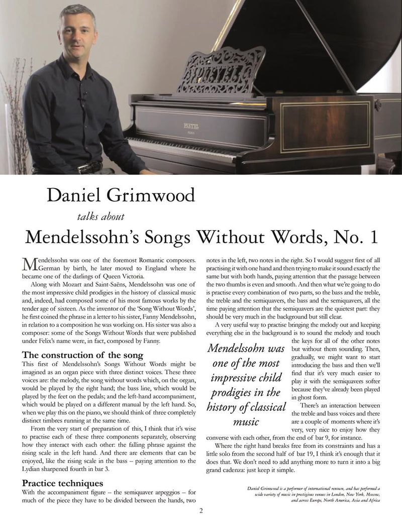 Mendelssohn: Songs Without Words No. 1 for Solo Piano