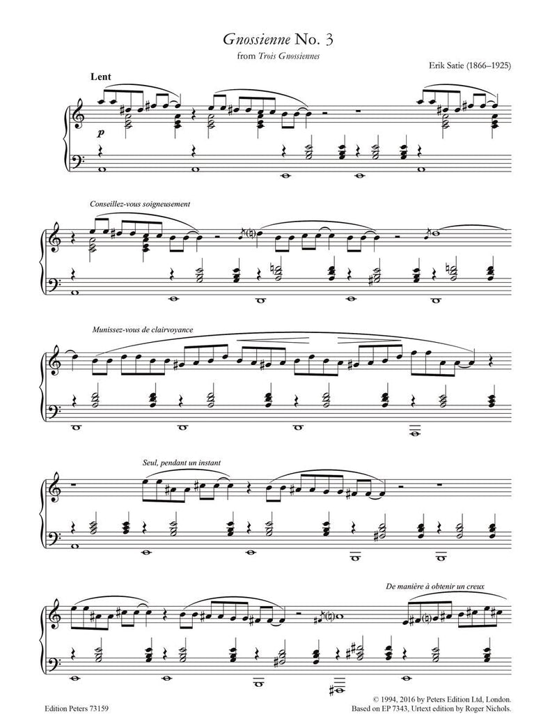 Satie: Gnosienne No. 3 for Solo Piano