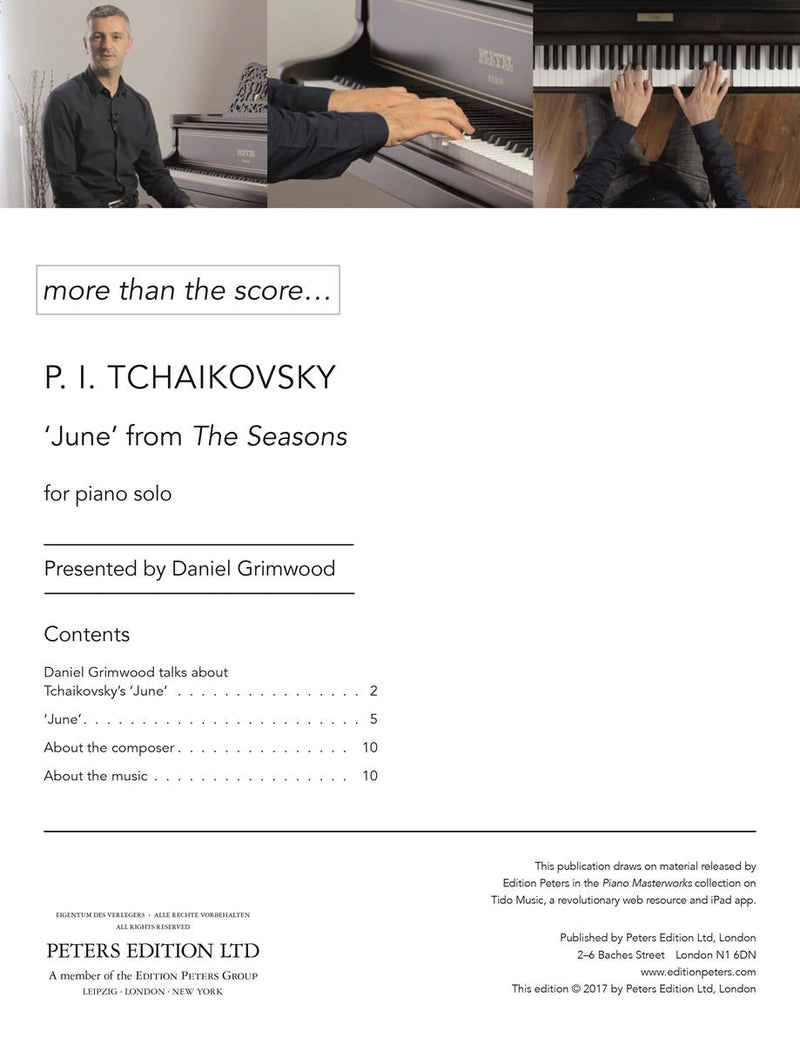 Tchaikovsky: June from The Seasons for Solo Piano